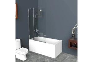 Шторка на ванну BelBagno UNO 90х150 профиль хром стекло прозрачное - 2