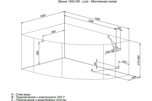 Акриловая ванна Aquanet Lyra 150x100 L - 2