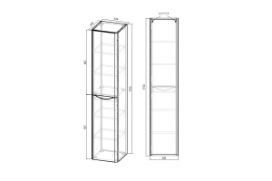 Шкаф-пенал Vincea Paola 170х35 правый серый - 3