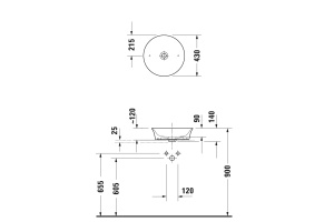 DURAVIT (White Tulip) Умывальник Ø430 мм, без площадки под смеситель, без перелива, белый - 2