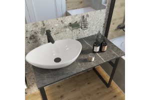 Мебель для ванной DIWO Элиста 100 чёрный мрамор, с раковиной Moduo 55 Leaf - 3