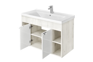 Тумба под раковину Aquaton Флай 100 белый-светлое дерево - 3