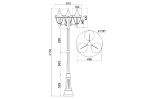 Фонарный столб Maytoni Rivoli O026FL-03B - 2