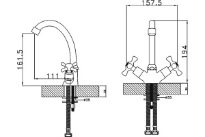Смеситель для раковины Rossinka  хром (H02-62) - 2