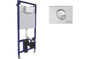 Система инсталляции для унитазов Berges Wasserhaus Novum с кнопкой смыва, матовый хром 040222