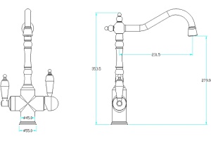 Смеситель для кухни Boheme Medici бронза с черным кристаллом Swarovski - 2