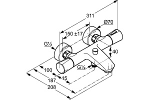 Смеситель для ванны Kludi  белый, хром (351019138) - 2