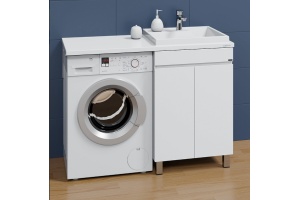 Тумба с раковиной над стиральной машиной напольная Санта Марс 59 белый