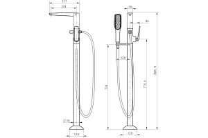 Смеситель напольный Boheme Venturo черный глянцевый - 2