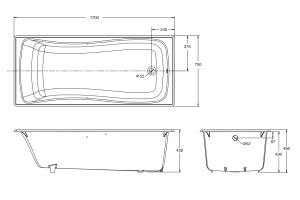 Чугунная ванна Jacob Delafon Bliss 170x75 - 2