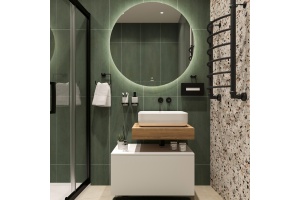 Мебель для ванной STWORKI Ольборг 60 столешница дуб французский, без отверстий, с тумбой 80, с раковиной STWORKI Soul 1 белой