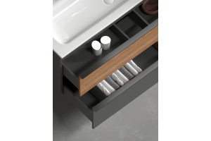 Тумба под раковину Sancos Delta 79х44 серая - светлое дерево - 3