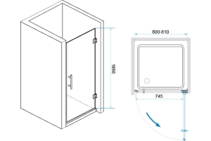 Душевая дверь RGW Hotel HO-011B 80х195 профиль черный стекло прозрачное - 3