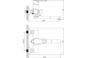 Смеситель для ванны с длинным изливом с керамическим дивертором, Runo, IDDIS, RUNSBL2i10WA - 2