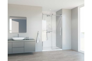 Душевая дверь в нишу Vincea Como Soft 150х195 профиль хром стекло прозрачное  - 2