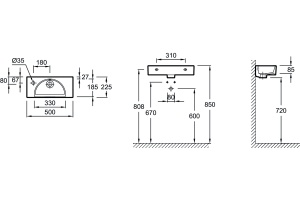 Раковина мебельная Jacob Delafon Odeon Rive Gauche L 50 белый - 2