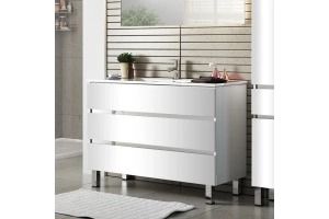 Тумба с раковиной Sanvit Кубэ-3 120 белый глянец