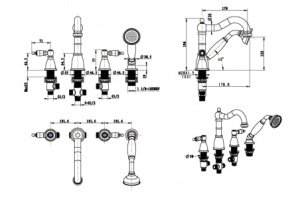 Смеситель на борт ванны Boheme Tradizionale хром - 2