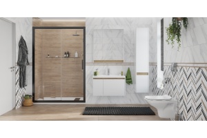 Душевая дверь в нишу STWORKI Стокгольм DE019D2150200 150 см профиль черный матовый - 2