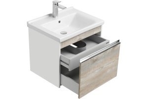 Тумба с раковиной Aquaton Капри 60 белый-светлое дерево - 3
