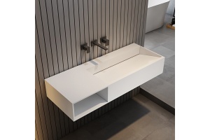 Тумба с раковиной Abber Stein 120 L подвесная белый матовый