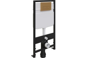 Комплект Унитаз подвесной STWORKI Монтре SETK3204-2616 безободковый, с микролифтом + Система инсталляции для унитазов EWRIKA ProLT 0026-2020 с кнопкой смыва 0043 золото матовое - 2