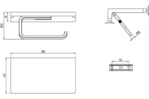 Держатель туалетной бумаги Villeroy & Boch Elements Striking с полкой для телефона TVA15202300061 - 2