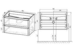 Комплект мебели Vincea Vico 80 серый - 3