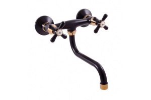 Смеситель для кухни Rav Slezak Morava retro черный матовый - золото