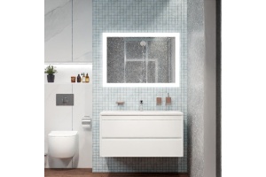 FAMILY База под раковину подвесная с двумя выкатными ящиками, Bianco Lucido, 1000x480x550, Family-1000-2C-SO-BL