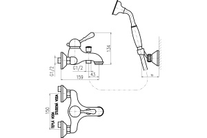 Смеситель Rav Slezak Labe Mosaz L054.5/2SM для ванны с душем - 3