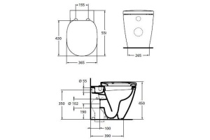 Унитаз приставной Ideal Standard Connect с крышкой, белый (E803401) - 2
