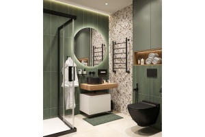 Мебель для ванной STWORKI Ольборг 80 столешница дуб французский, без отверстий, с тумбой 60, с раковиной BOCCHI Vessel черной - 2