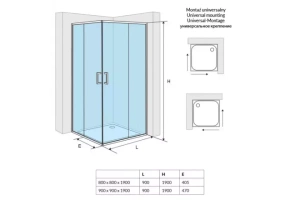 Душевой уголок Excellent Серия 201 80х80 хром стекло прозрачное - 3