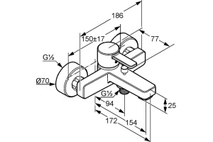 Смеситель для ванны Kludi  хром, черный (386708675) - 2