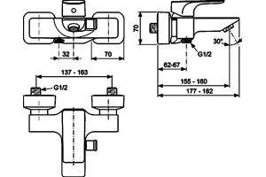 Смеситель для ванны Ideal Standard Strada хром (A5848AA) - 2