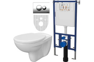 Комплект  Унитаз подвесной DIWO Анапа безободковый + Система инсталляции для унитазов DIWO 4501 с кнопкой смыва 7312 хром