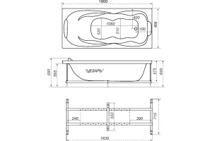 Акриловая ванна Triton Цезарь 180х80, Н0000099993 - 2