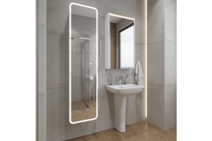 Комплект раковина с пьедесталом  Раковина STWORKI Дублин 50 + Зеркало-шкаф STWORKI Дублин 50 с подсветкой, навесное, белое, прямоугольное + Сифон для - 2