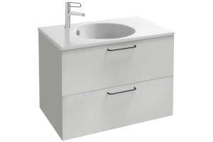 Тумба для комплекта Jacob Delafon Odeon Rive Gauche 80 белая, 2 ящика, ручки черные