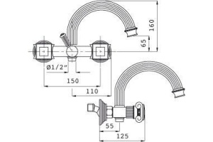 Смеситель для ванны Cezares OLIMP хром (OLIMP-VD-01-Sw) - 2