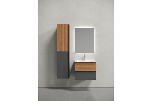 Тумба под раковину Sancos Delta 59х44 серая - светлое дерево - 2