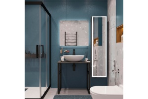 Мебель для ванной DIWO Элиста 80 чёрный мрамор, с раковиной Moduo 55 Leaf