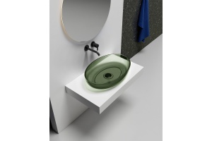 Раковина накладная прозрачная ABBER Kristall AT2801Vesuvian оливковая - 2