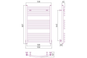 Полотенцесушитель водяной ДР АРКУС 800х500 (Без покрытия) - 3