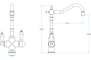 Смеситель Boheme Tradizionale Oro 113 для кухонной мойки - 2
