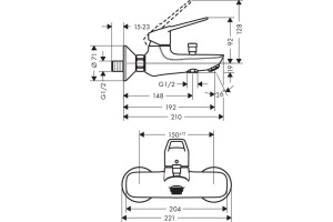 Смеситель Hansgrohe Novus Loop 71340000 для ванны с душем - 3