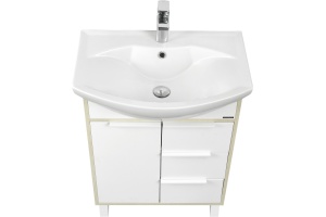 Тумба под раковину Aquaton Рико 65 белый-светлое дерево - 2