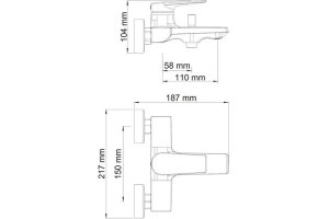 Смеситель Wasserkraft Lopau 3201 для ванны с душем - 3