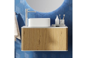 Мебель для ванной STWORKI Ноттвиль 80 дуб верона, с отверстием под смеситель, в стиле лофт (комплект, гарнитур) - 3